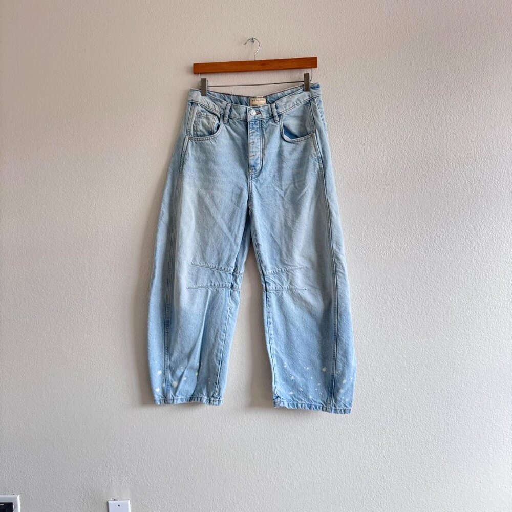 Free People We The Free Good Luck Mid-Rise Barrel Leg Jeans Aegean 27 - Picture 2 of 6